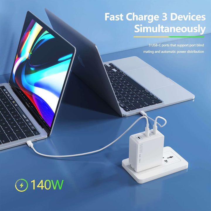 140W PD 3.1 GaN Charger-3 Ports USB C Adapter-Yoocas