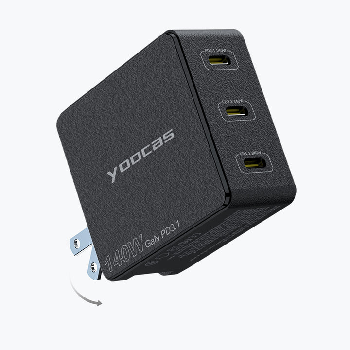 140W USB-C Power Adapter-3 Ports GaN Charger Yoocas