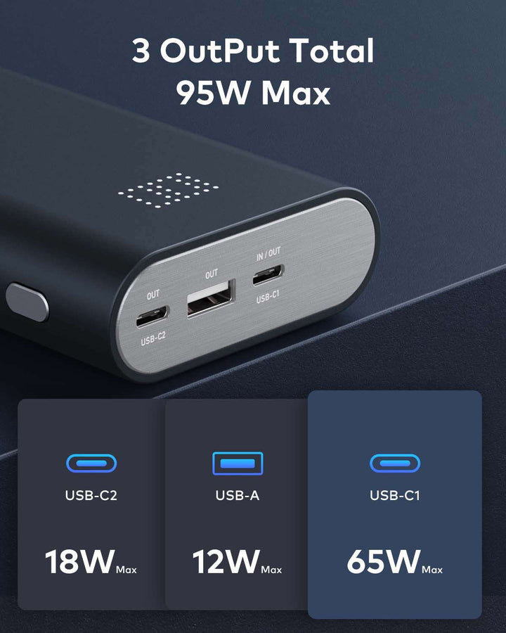 65W PD Power Bank For Laptop-3 Ports Power Bank 20000mAh Yoocas