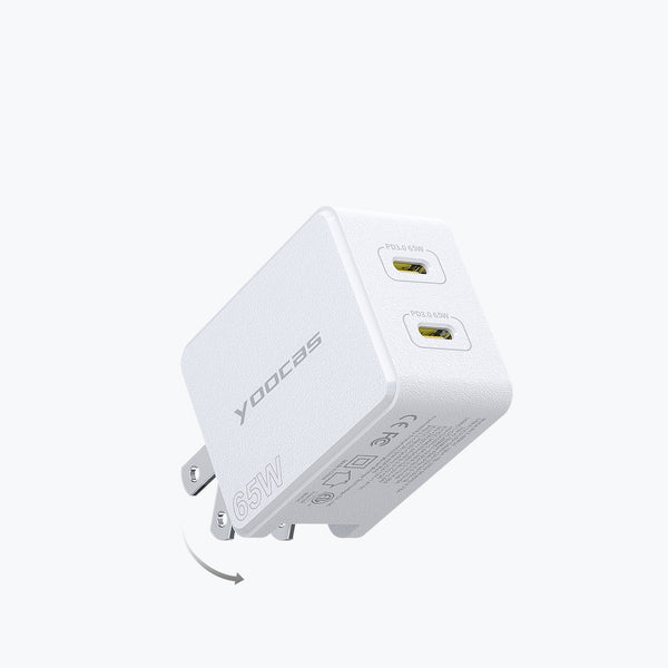 65W Dual USB C GaN Charger-Wall Charger for iphone-Yoocas