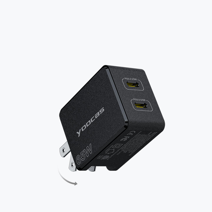 65W GaN Charger Dual USB-C Charger for iphone Yoocas