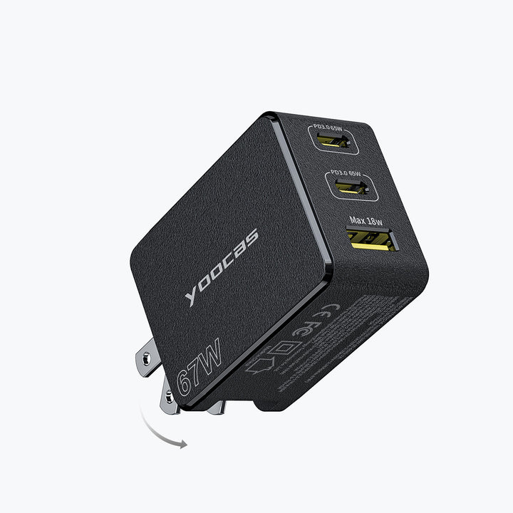 67W PD 3.0 Portable Charger-3 Ports USB C Adapter-Yoocas