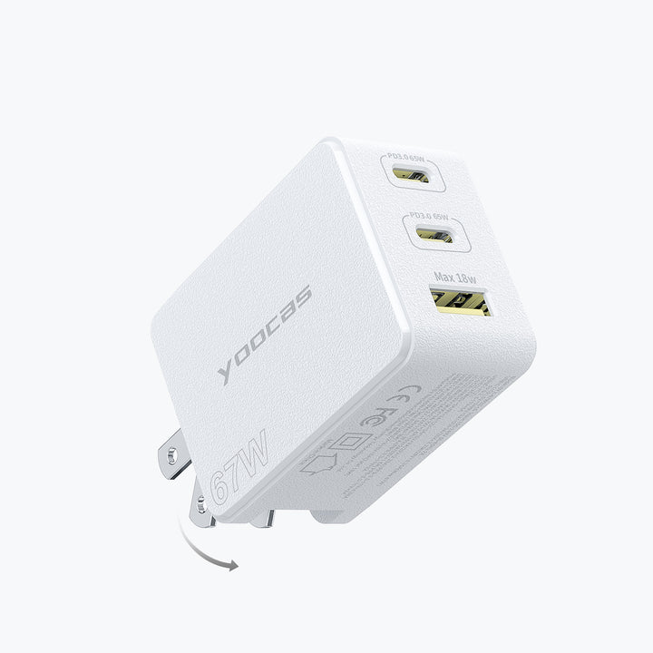 67W USB C Charger GaN charging-3 Ports pps Charger-Yoocas