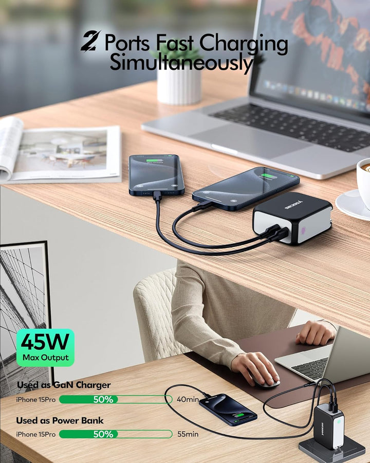 2-in-1 5000mAh Power Bank-45W Portable Charger-Yoocas